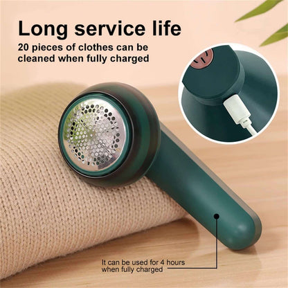 USB Electric Lint Remover with long service life, capable of cleaning 20 pieces of clothing when fully charged.