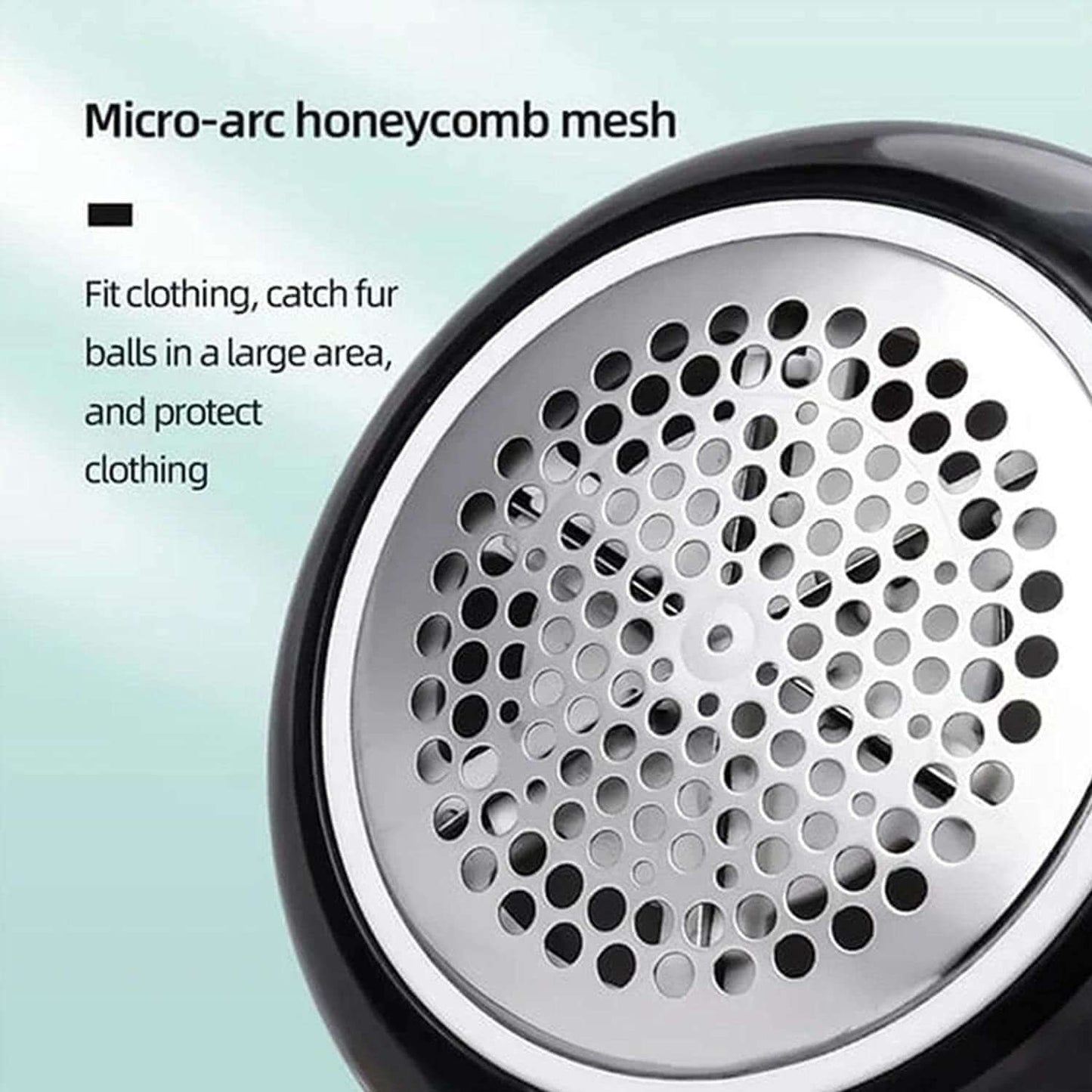 Micro-arc honeycomb mesh design of USB Electric Lint Remover for effective fabric care and fuzz removal.