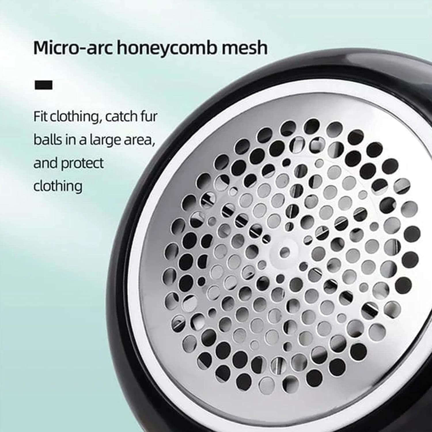 Micro-arc honeycomb mesh design of USB Electric Lint Remover for effective fabric care and fuzz removal.
